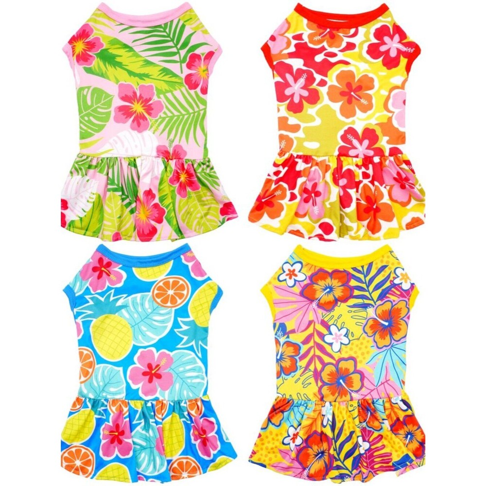 Hawaiian Dog Dresses for Extra Small Dogs Girl Female Pink Red Blue Yellow